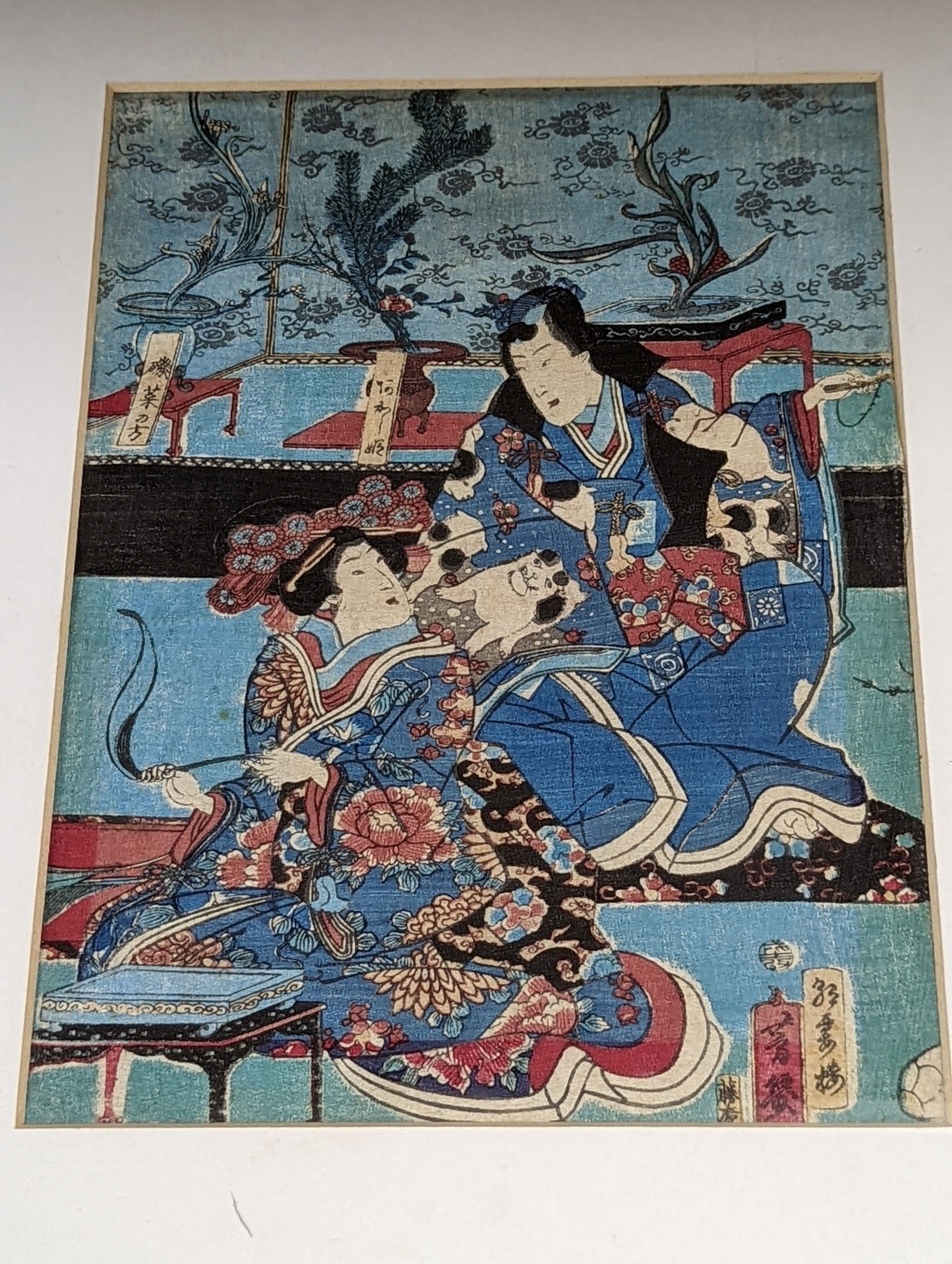 Kunikazu, woodblock print, Two actors, 35 x 23cm, together with eight other assorted woodblock prints